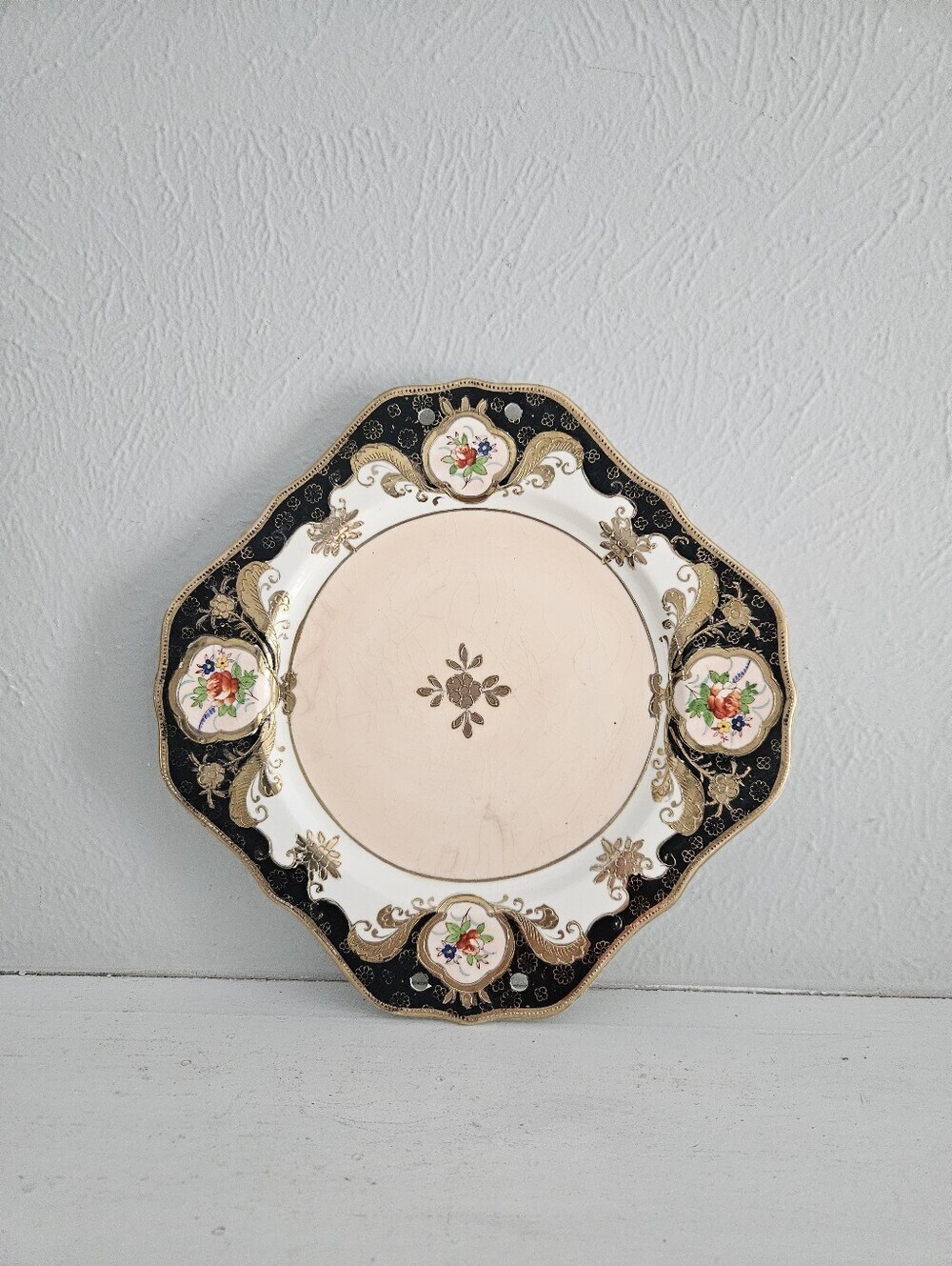 Antique Hand Painted Moriyama Mori-Machi Decorative Floral Plate